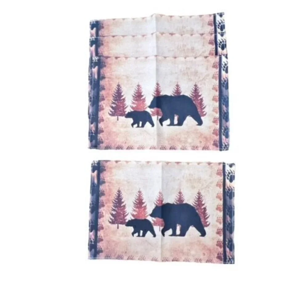 Wilderness Cabin Table Placemats Set Of 4 Brown‎ Black Forest Bears NEW
